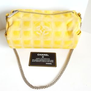 CHANEL Canvas Travel Line Tubular Canary Yellow Bag